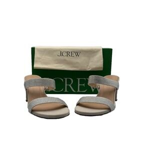 J Crew Sandal Lucie double-strap block-heel sandals w‎ crystals Size 10  BP318